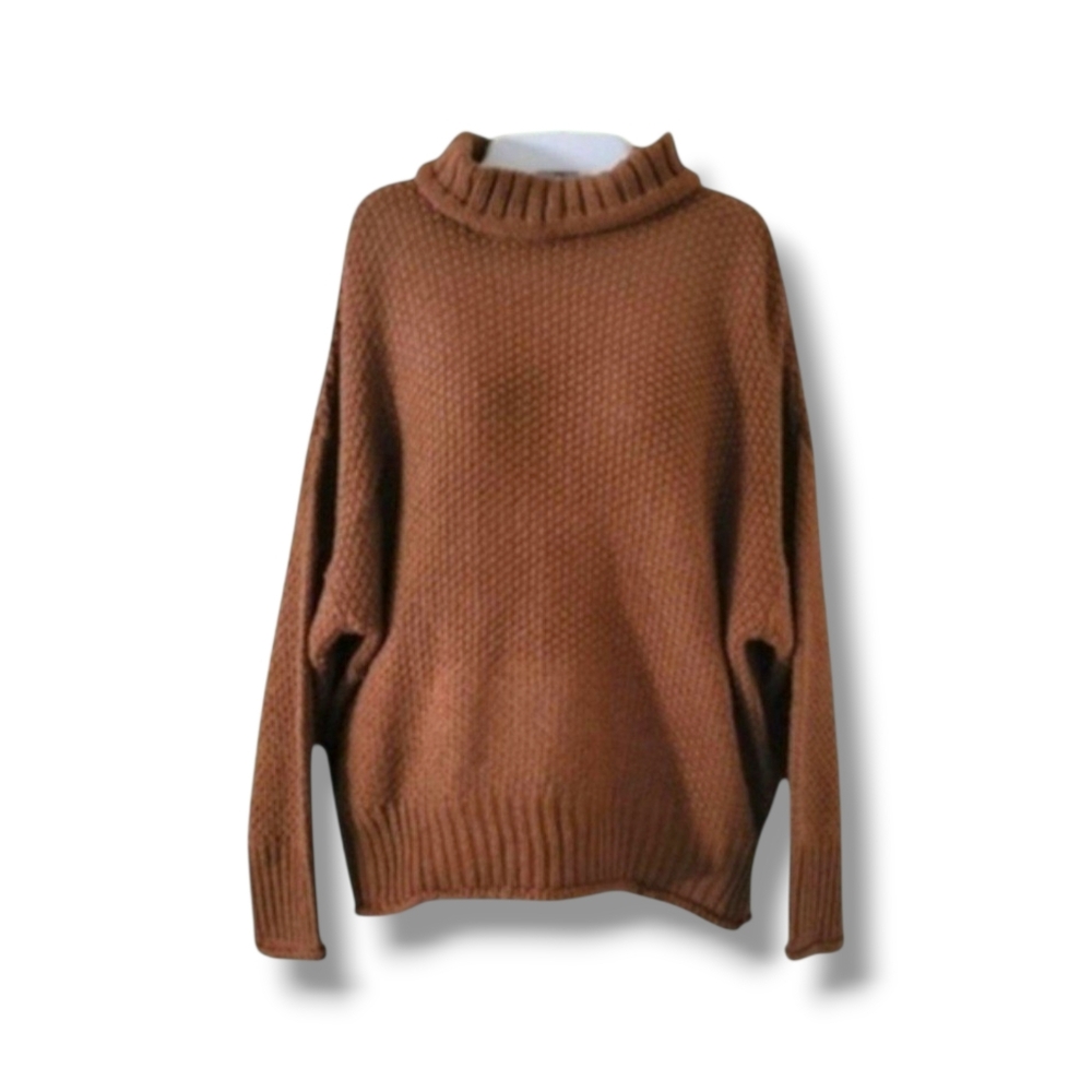 Cezele | NWT Cozy Oversized Brown Turtleneck Knit Sweater (SIZE S)